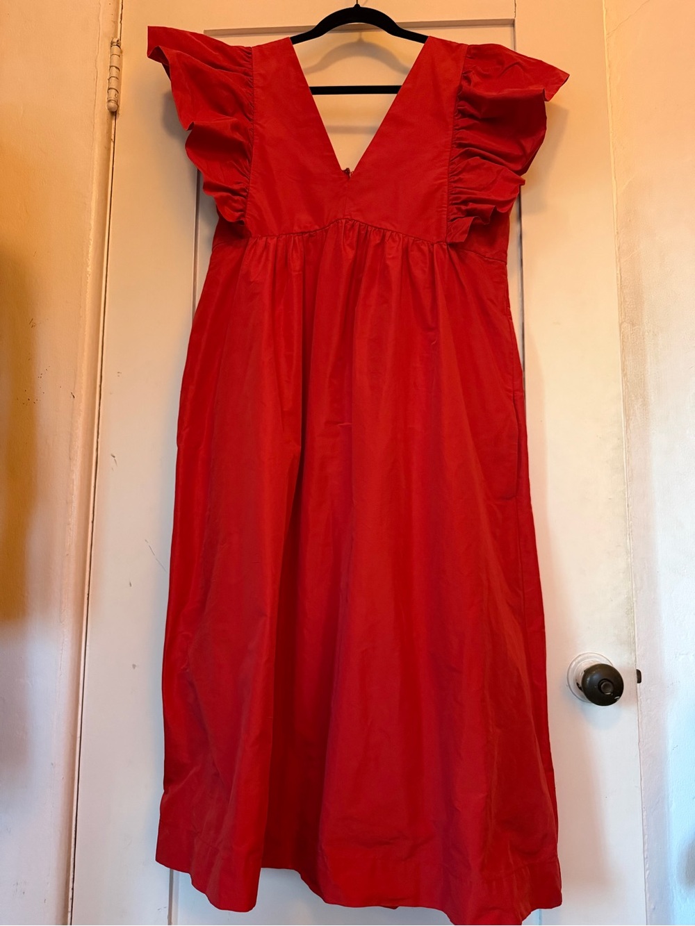 Maeve by Anthropologie Volume-Sleeve Babydoll Dress Red Sz M - Picture 3 of 9